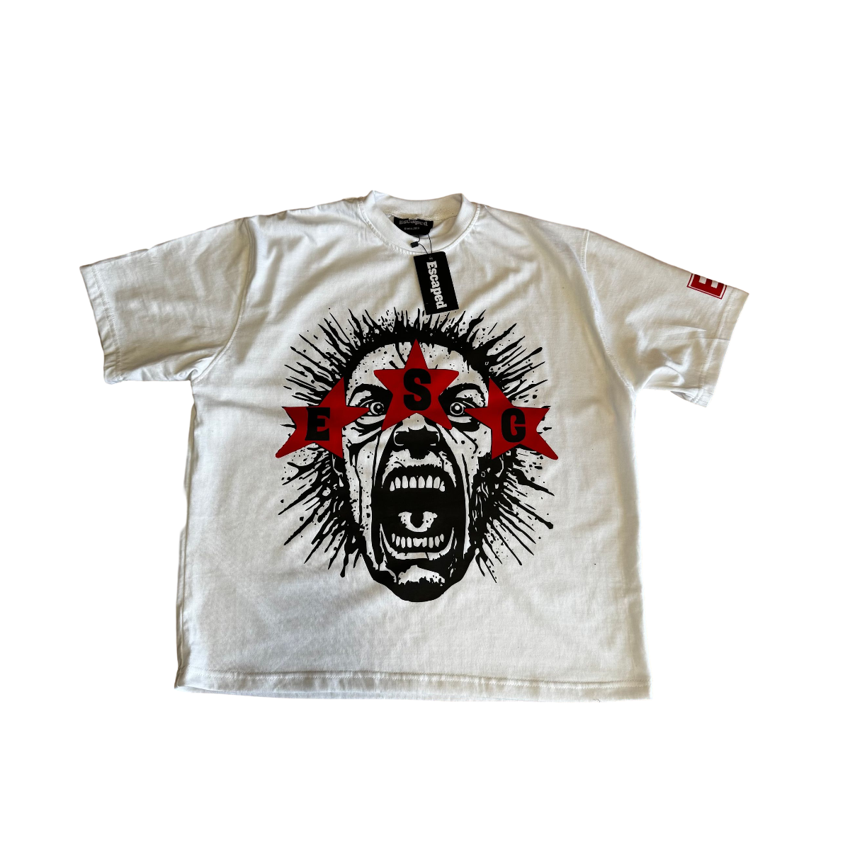 Escaped Red & White Boxy Scream Tee