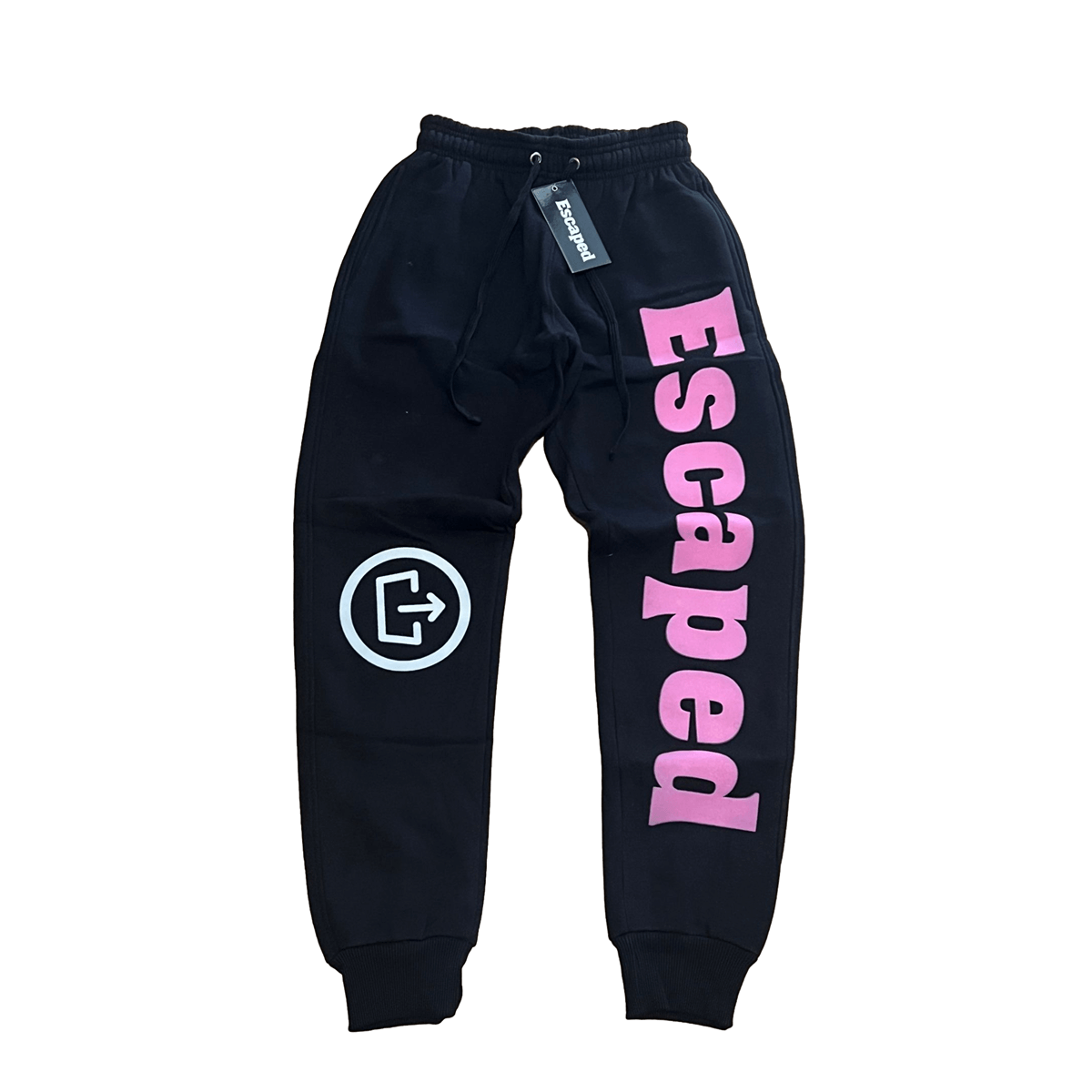 Hellrosa und schwarze Escaped-Jogginghose (3D-Druck)