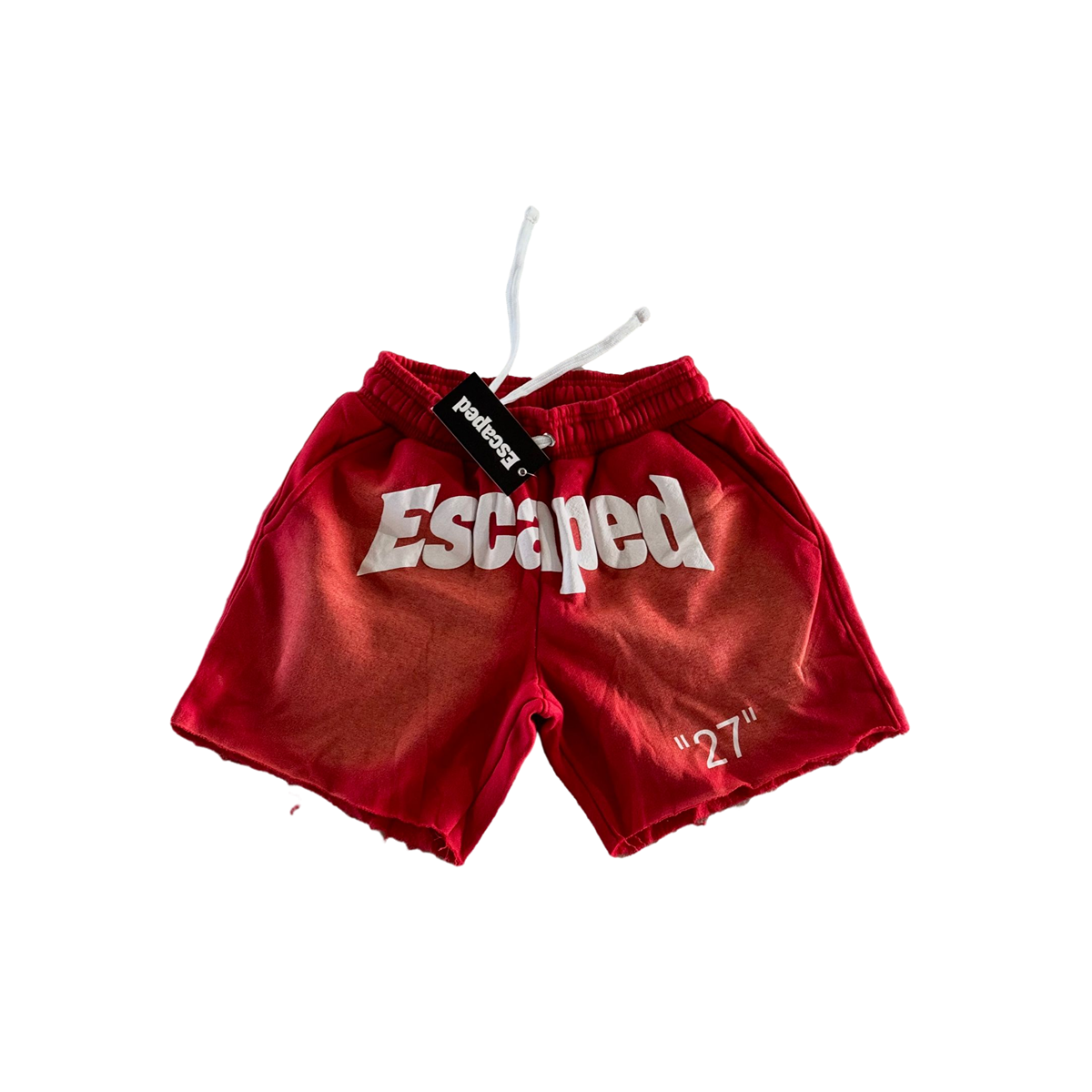Escaped Red Acid Wash "27" Shorts