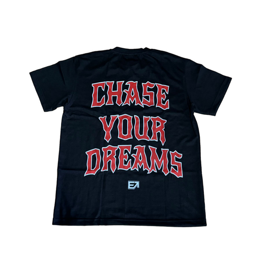 Black and Red Chase Your Dreams Escaped Tee