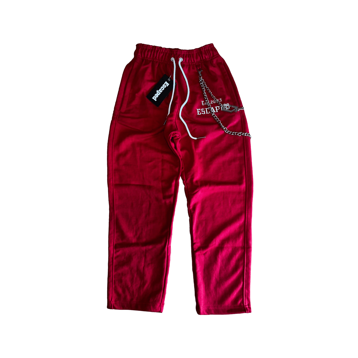 Escaped Red Sweatpants with Pocket Chain